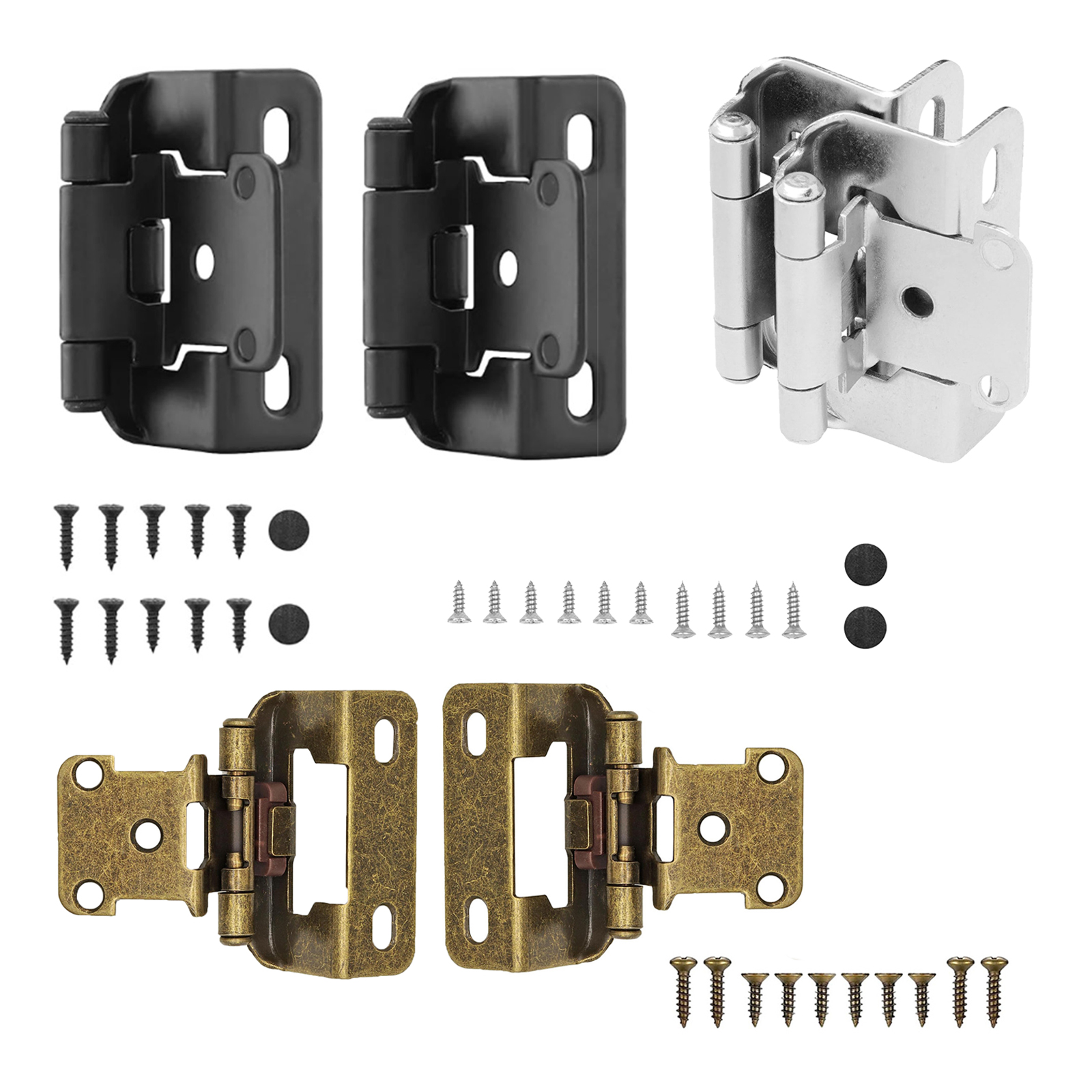 Cabinet Hinge Overlay - 2Pcs Metal Door Hinge w/Screws 1/2