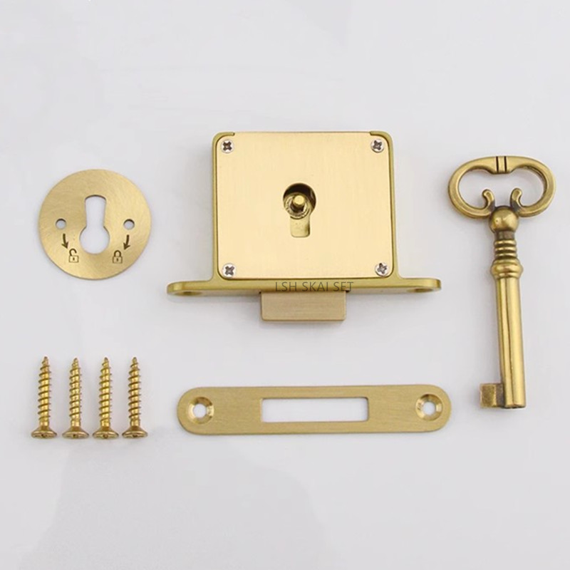 Office Furniture Hardware - 1PC Retro Brass Drawer Lock, Office
