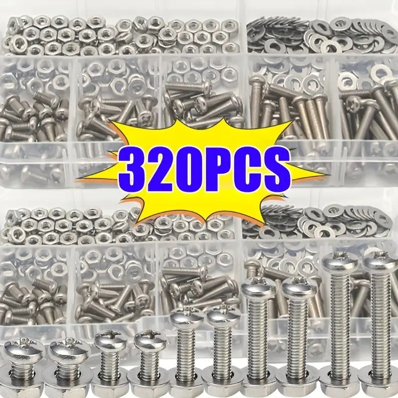 320PCS Hex Nuts & Bolts Set M2 - Universal Furniture Hardware avis et prix