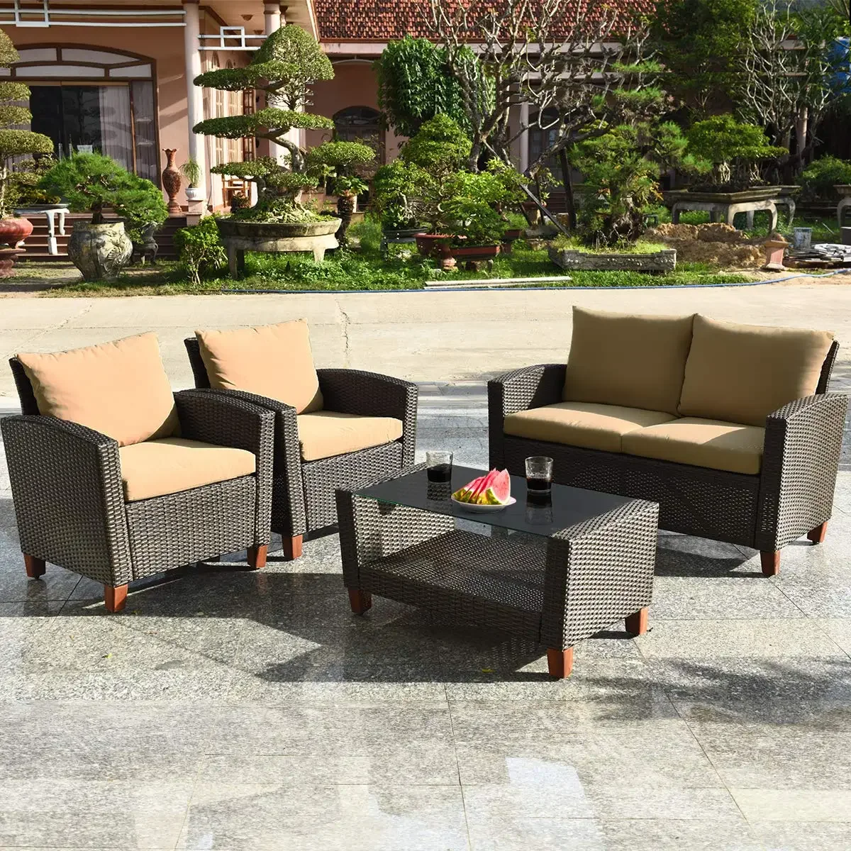 4PCS Rattan Patio Furniture Se - Furniture Leg Set avis et prix
